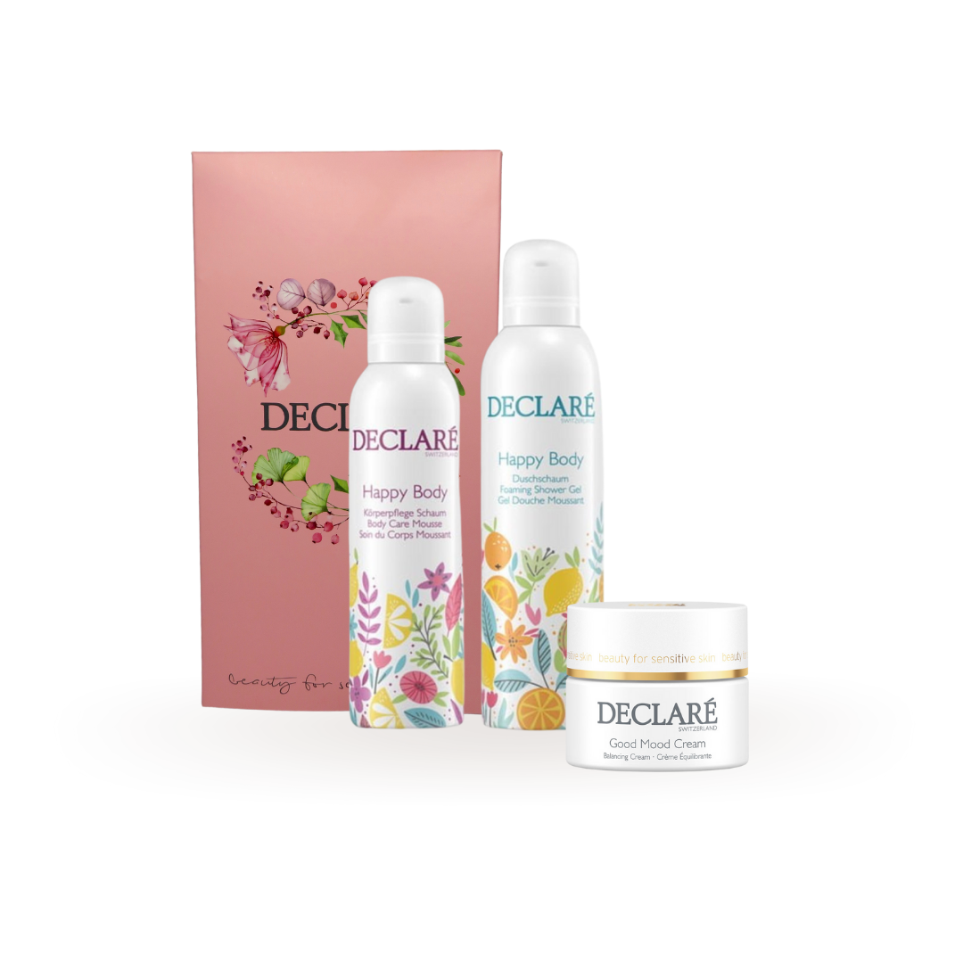 Declaré Happy 3pc Gift Set With Good Mood Moisturizer, Happy Shower & Body Foam